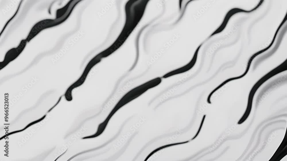 Poster black and white wavy lines animation creating abstract pattern