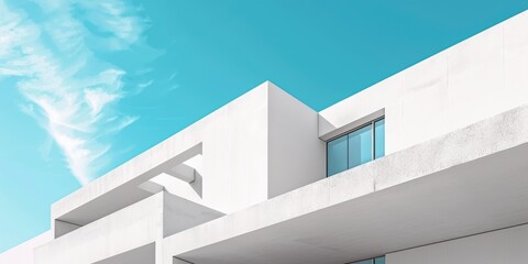 Contemporary White Structures Against a Blue Sky