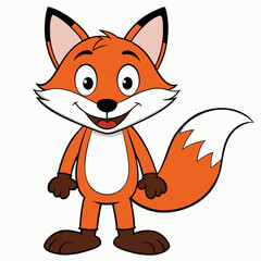 fox smiling full body illustration vector, vector illustration cartoon