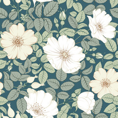 Vintage card with flowers on background. Book cover with rose. Outline floral design