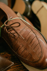 Old model men's shoes brown retro style