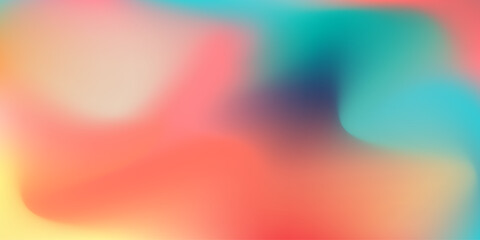 Vibrant yellow, red and aquamarine green colors mesh gradient background. Abstract soft trendy digital watercolor concept for ui design, banner, technology business poster