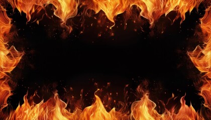 Fototapeta premium Flames frame with black background