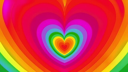 Colorful heart shapes animation with rainbow gradient layers