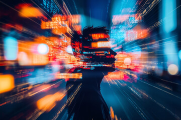 A digital human face made of binary code and data symbolizing AI