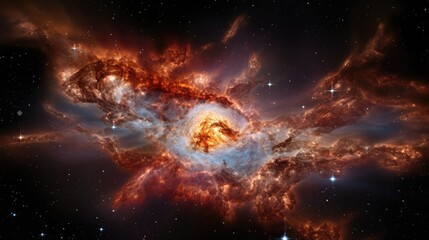 Fototapeta premium A breathtaking cosmic landscape of swirling nebulae and twinkling stars. The vibrant colors and intricate details create a sense of awe and wonder.