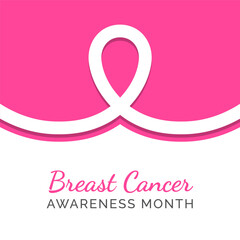 Breast cancer awareness creative social media post or graphic design with ribbon 
Breast Cancer Awareness Month vector graphic or illustration
