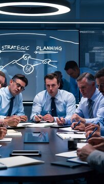 Businessmen in strategic planning meeting