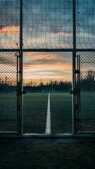 View of soccer gate and field