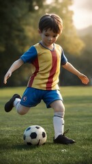Obraz premium 3d rendering of boy playing soccer