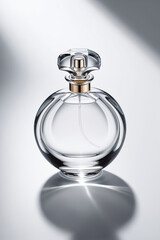AI generative. Blank of Transparent glass of Perfume bottle mockup on white background. 13