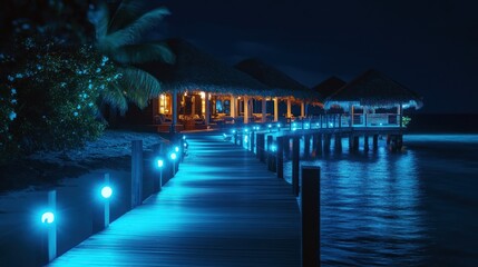 Fototapeta premium Tropical Resort Pier at Night