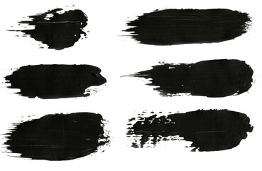 Set of brushstrokes with paint splashes and artistic design elements. Paint splashes. Rough spots and patches. High quality manually tracked.