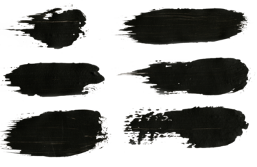 Set of brushstrokes with paint splashes and artistic design elements. Paint splashes. Rough spots and patches. High quality manually tracked.