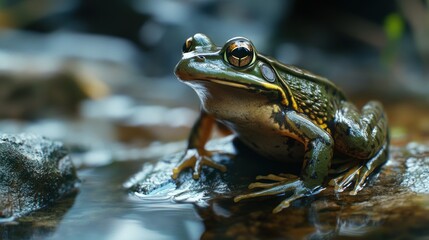 Obraz premium Green Frog on Rock