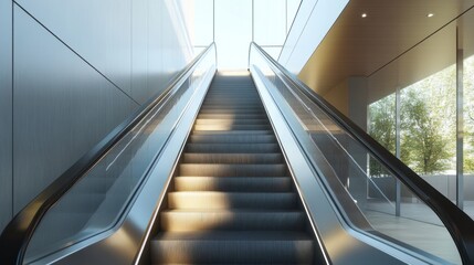 Escalator Leading Upwards in Modern Building
