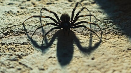 Close-up of a Spider with its Shadow