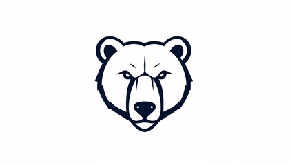 Fototapeta premium stylized illustration of a bear's head. The design is minimalistic, using bold black lines to outline the bear's features, including its ears, eyes, and snout. The expression is neutral,