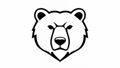 Naklejka premium stylized illustration of a bear's head. The design is minimalistic, using bold black lines to outline the bear's features, including its ears, eyes, and snout. The expression is neutral,