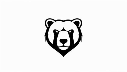 Obraz premium stylized illustration of a bear's head. The design is minimalistic, using bold black lines to outline the bear's features, including its ears, eyes, and snout. The expression is neutral,