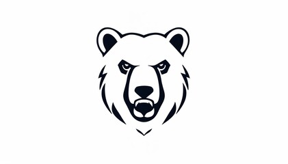 stylized illustration of a bear's head. The design is minimalistic, using bold black lines to outline the bear's features, including its ears, eyes, and snout. The expression is neutral,