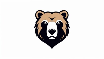 stylized illustration of a bear's head. The design is minimalistic, using bold black lines to outline the bear's features, including its ears, eyes, and snout. The expression is neutral,