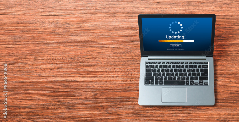 Poster software update on computer for modish version of device software upgrade