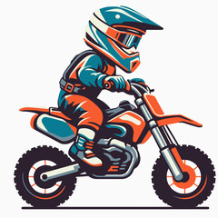Baby boy riding motocross motorcycle