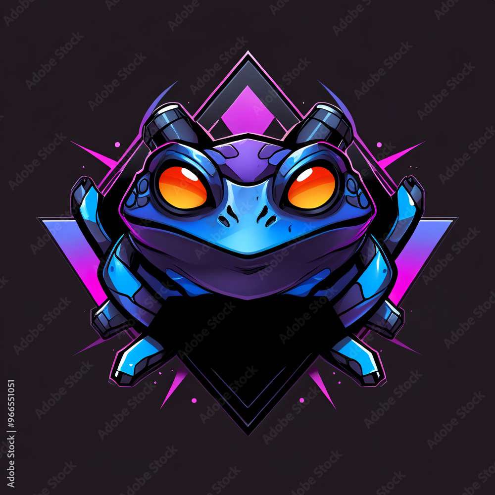 Canvas Prints Neon Frog Illustration