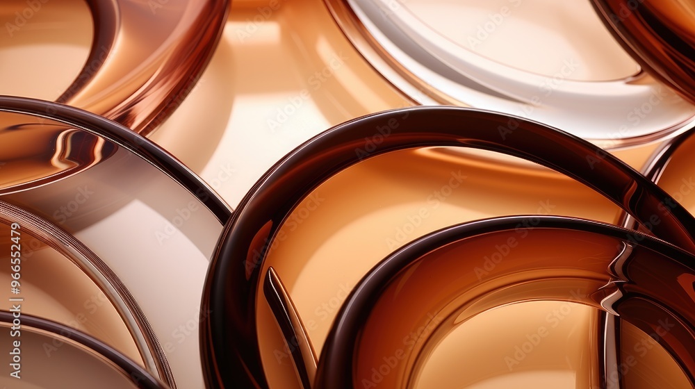 Poster abstract background with overlapping circles in shades of brown and white. the smooth, glossy surfac