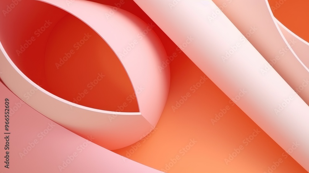 Poster abstract background with soft, curved shapes in shades of pink and orange. the colors blend seamless