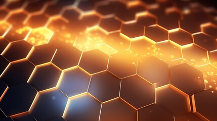 Abstract hexagonal pattern with glowing edges, creating a futuristic and modern design.