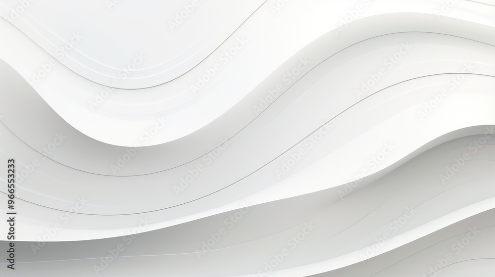 Poster abstract white background with smooth, flowing curves. the soft, subtle lines create a sense of dept