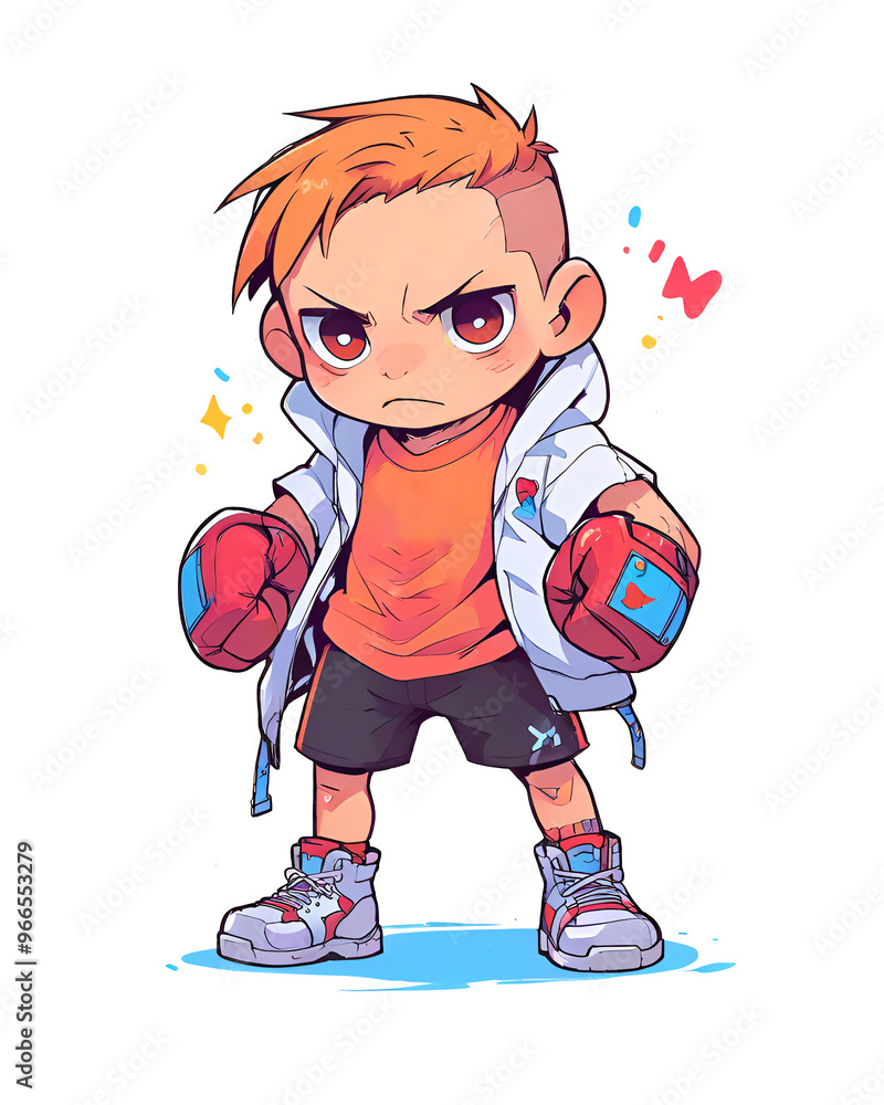 Canvas Prints A Chibi Boxer Ready for the Match