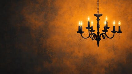 Elegant chandelier illuminated against a warm textured background, adding sophistication to any space.