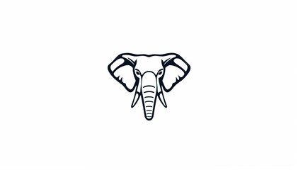 simple, stylized illustration of an elephant's head. The design is minimalistic, using clean lines to depict the elephant's large ears, trunk, and tusks. elephant cartoon isolated on white