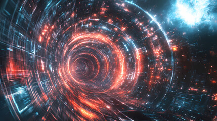 Time warp, traveling in space. spacetime traveling concept. physical science. generative ai. Time Portal. Illustration
