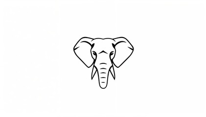 simple, stylized illustration of an elephant's head. The design is minimalistic, using clean lines to depict the elephant's large ears, trunk, and tusks. elephant cartoon isolated on white
