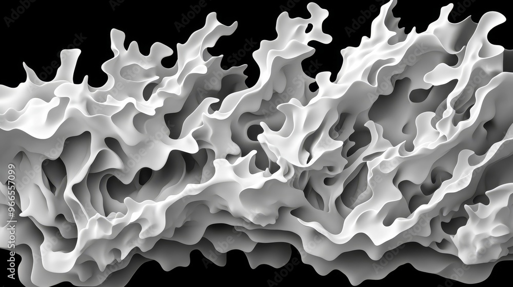 Poster abstract wave pattern with flowing shapes in monochrome, perfect for artistic and design projects.
