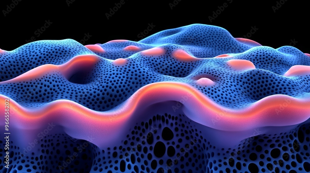 Poster vibrant abstract landscape featuring colorful curves and intricate patterns, evoking a sense of move