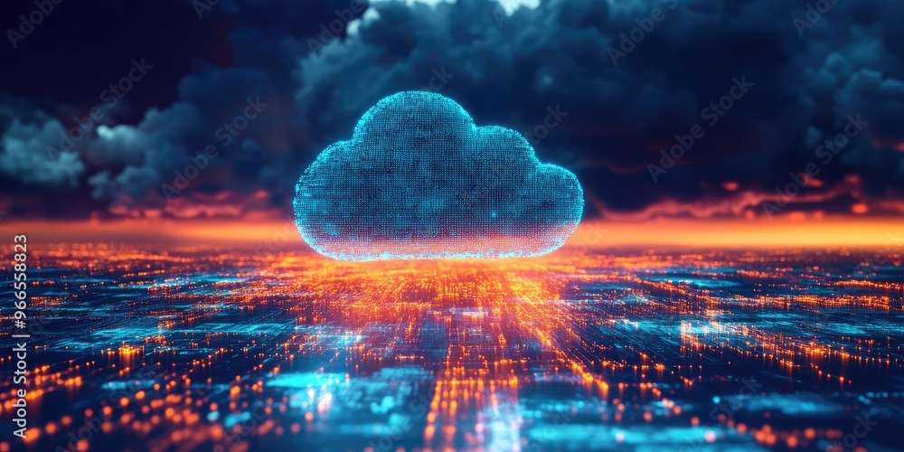 Poster digital transformation, automation, and business strategy concepts, including iot, big data, and clo