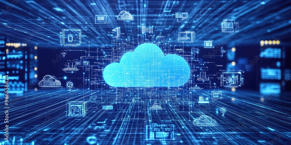 Aufkleber digital transformation, automation, and business strategy concepts, including iot, big data, and clo