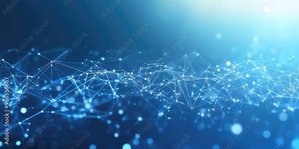 Poster Polygonal abstract space with connected dots and lines, suitable for a technology or science background.