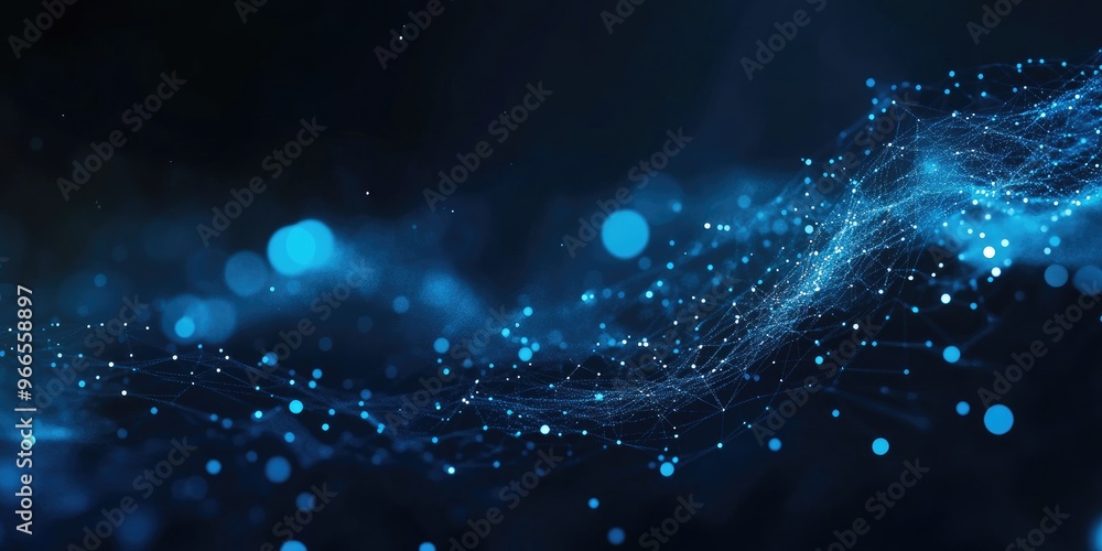Poster Polygonal abstract space with connected dots and lines, suitable for a technology or science background.