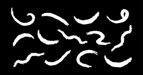 Fototapeta premium Set of brush in hand drawn style. Grunge texture shape. Trendy elements. Naïve marks. Vector. Arrow and line. Icon. Ink. Charcoal and crayon. Drawing. Scribble pencil. Swirl. Highlights.
