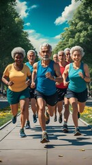Obraz premium 3d rendering of elder people running