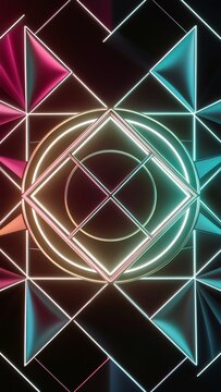 Abstract neon geometric background with glowing shapes