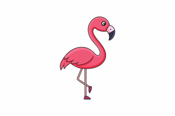 flamingo in white background, vector illustration cartoon