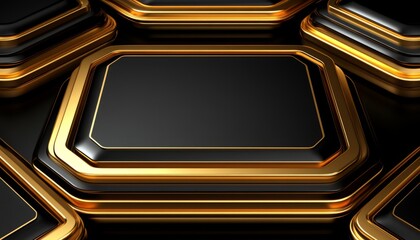 Black and Gold Geometric Shape with a Blank Space