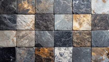 Multicolored Slate Tile Wall